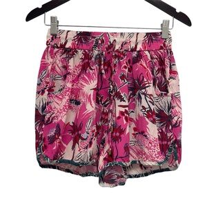 Chufy Floral Pink Henry Drawstring Shorts Size Medium